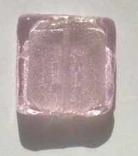 1 25x25x7mm Pink with Foil Lampwork Flat Square